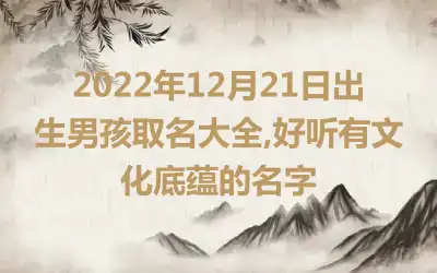 2022年12月21日出生男孩取名大全,好听有文化底蕴的名字