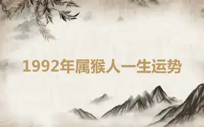 1992年属猴人一生运势