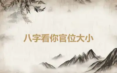 八字看你官位大小