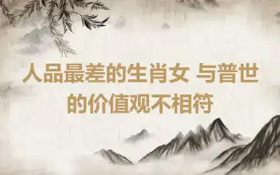 人品最差的生肖女 与普世的价值观不相符