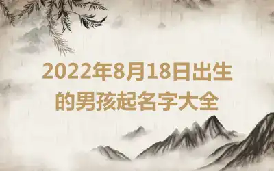 2022年8月18日出生的男孩起名字大全