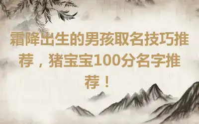 霜降出生的男孩取名技巧推荐，猪宝宝100分名字推荐！