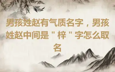 男孩姓赵有气质名字，男孩姓赵中间是＂梓＂字怎么取名