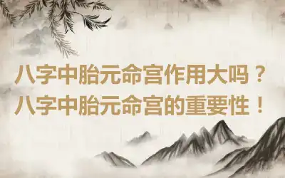 八字中胎元命宫作用大吗？八字中胎元命宫的重要性！