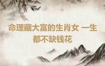 命理藏大富的生肖女 一生都不缺钱花