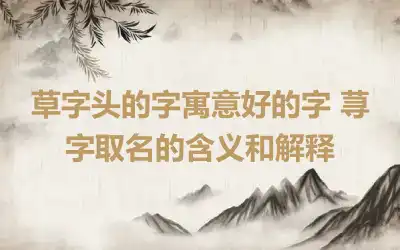 草字头的字寓意好的字 荨字取名的含义和解释