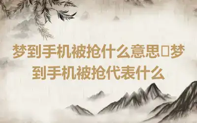 梦到手机被抢什么意思·梦到手机被抢代表什么