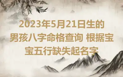 2023年5月21日生的男孩八字命格查询 根据宝宝五行缺失起名字