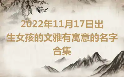 2022年11月17日出生女孩的文雅有寓意的名字合集