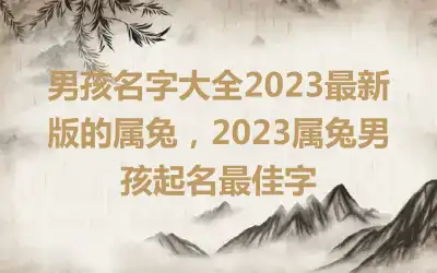 男孩名字大全2023最新版的属兔，2023属兔男孩起名最佳字