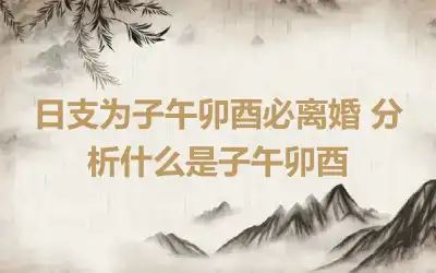 日支为子午卯酉必离婚 分析什么是子午卯酉