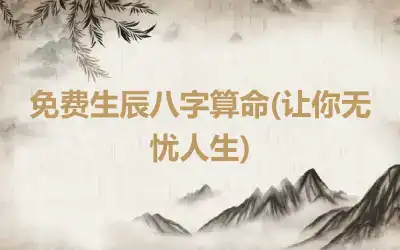 免费生辰八字算命(让你无忧人生)