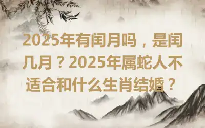 2025年有闰月吗，是闰几月？2025年属蛇人不适合和什么生肖结婚？