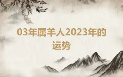 03年属羊人2023年的运势