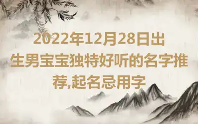 2022年12月28日出生男宝宝独特好听的名字推荐,起名忌用字