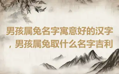 男孩属兔名字寓意好的汉字，男孩属兔取什么名字吉利