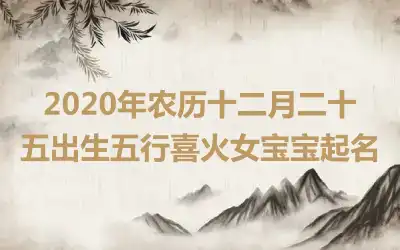 2020年农历十二月二十五出生五行喜火女宝宝起名