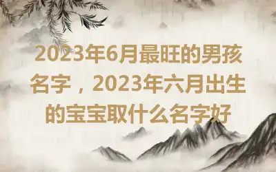 2023年6月最旺的男孩名字，2023年六月出生的宝宝取什么名字好