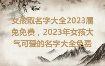 女孩取名字大全2023属兔免费，2023年女孩大气可爱的名字大全免费