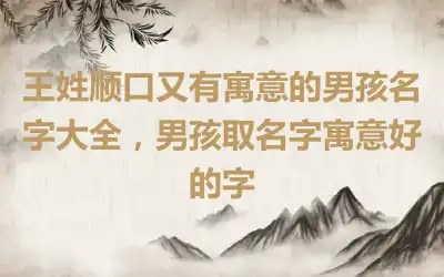 王姓顺口又有寓意的男孩名字大全，男孩取名字寓意好的字