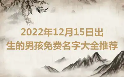 2022年12月15日出生的男孩免费名字大全推荐