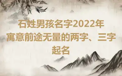 石姓男孩名字2022年 寓意前途无量的两字、三字起名