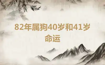 82年属狗40岁和41岁命运