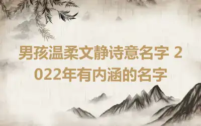 男孩温柔文静诗意名字 2022年有内涵的名字