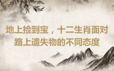 地上捡到宝，十二生肖面对路上遗失物的不同态度