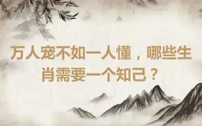 万人宠不如一人懂，哪些生肖需要一个知己？