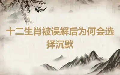 十二生肖被误解后为何会选择沉默