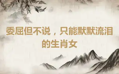 委屈但不说，只能默默流泪的生肖女