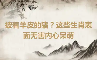 披着羊皮的猪？这些生肖表面无害内心呆萌