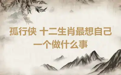 孤行侠 十二生肖最想自己一个做什么事